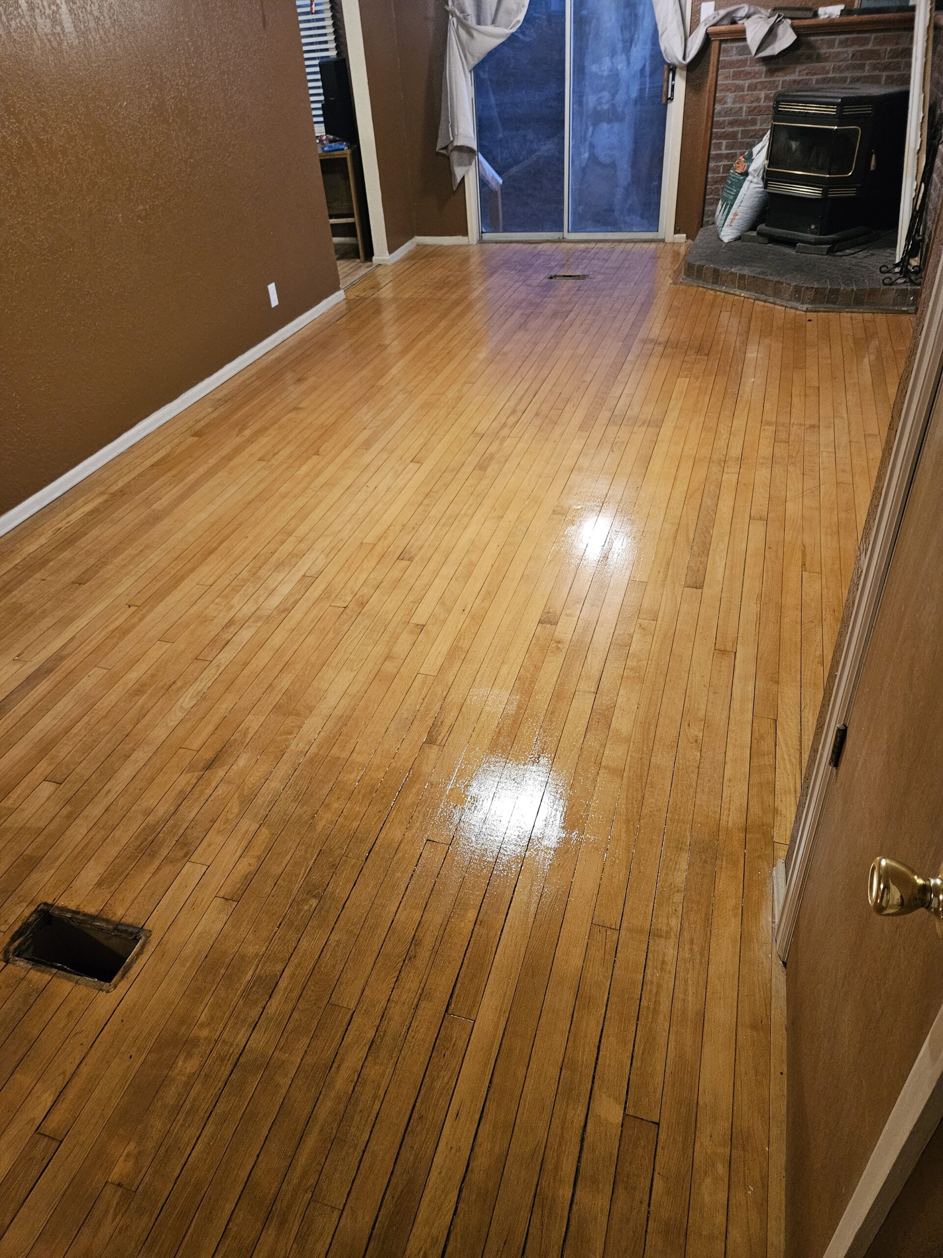 Fresh polyurethane coat on refinished hardwood floor Pueblo CO