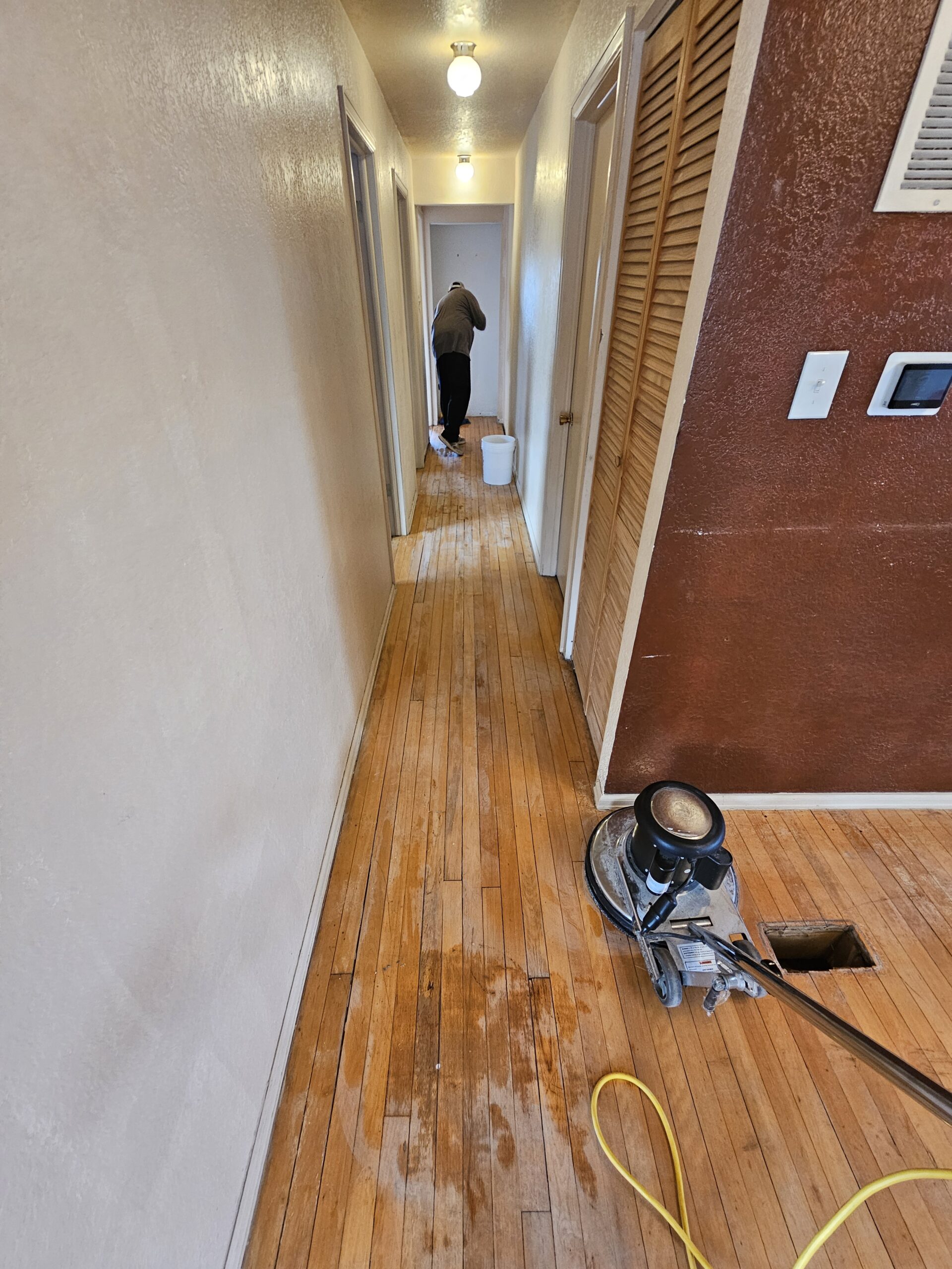 Professional hardwood floor buffing in progress Pueblo CO — All Floors Pueblo